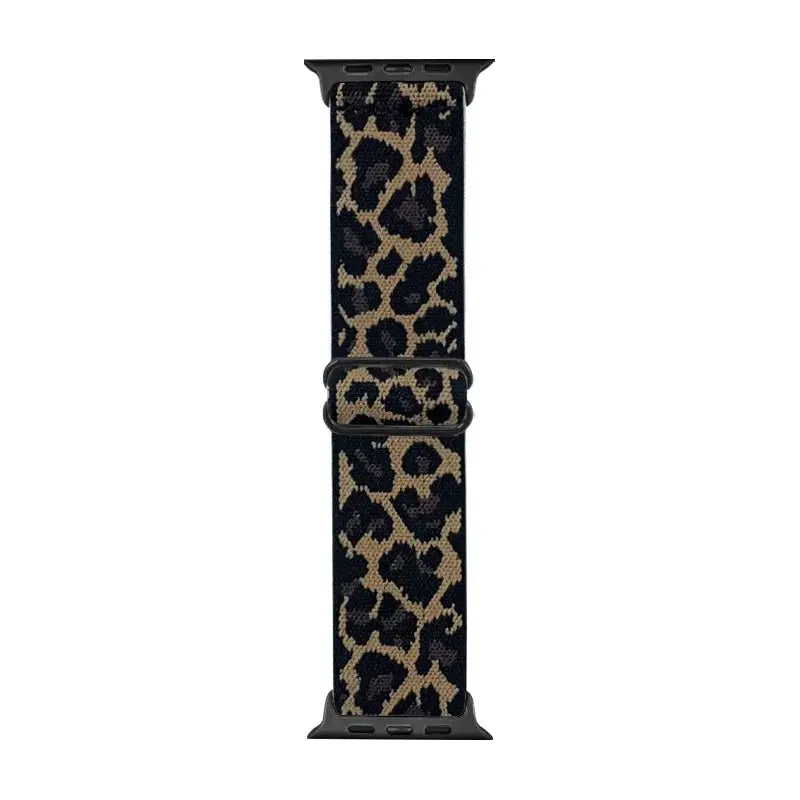 Fashion Leopard Print Nylon Adjustable Strap For Iwatch Band 42mm 46mm 49 45 44 42 41 40 38 For Iwatch Series Ultra 10 9 8 7 SE