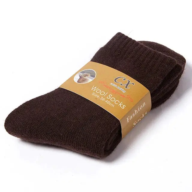 Unisex Merino Wool Winter Thermal Plush Snow Socks For Men And Women Solid Color