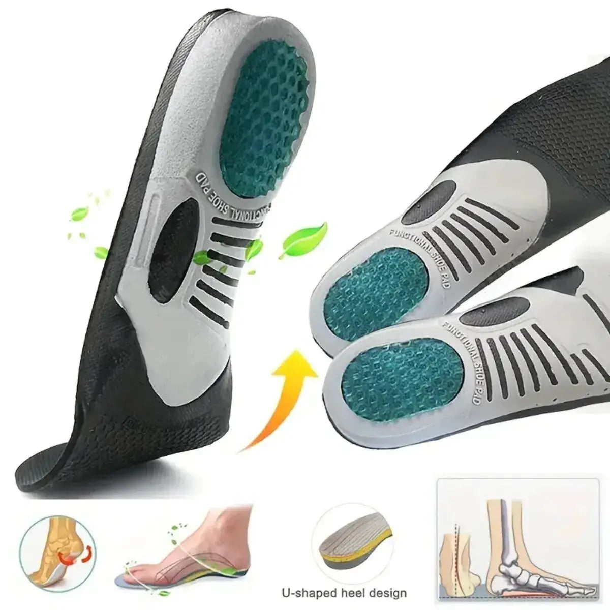 StrideSure Orthopedic Insoles For Flat Feet And Plantar Fasciitis With Breathable Bamboo Fiber And Shock Absorption