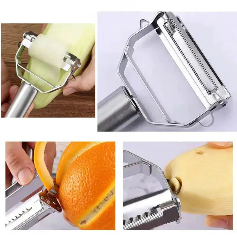 ChefMate Double Head Stainless Steel Vegetable Peeler With Peel And Julienne In One Easy Safe Tool