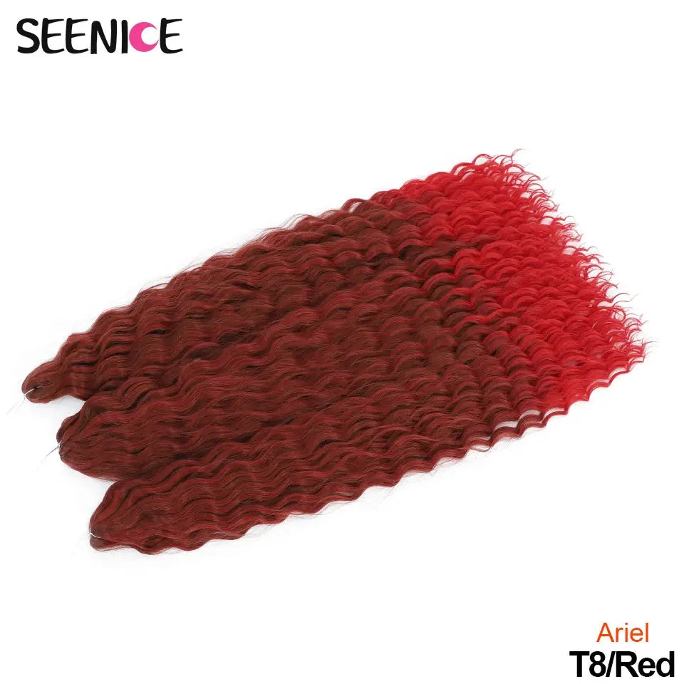SEENICE Ariel curl crochet hair extensions in red ombre, 22in water-wave afro braids