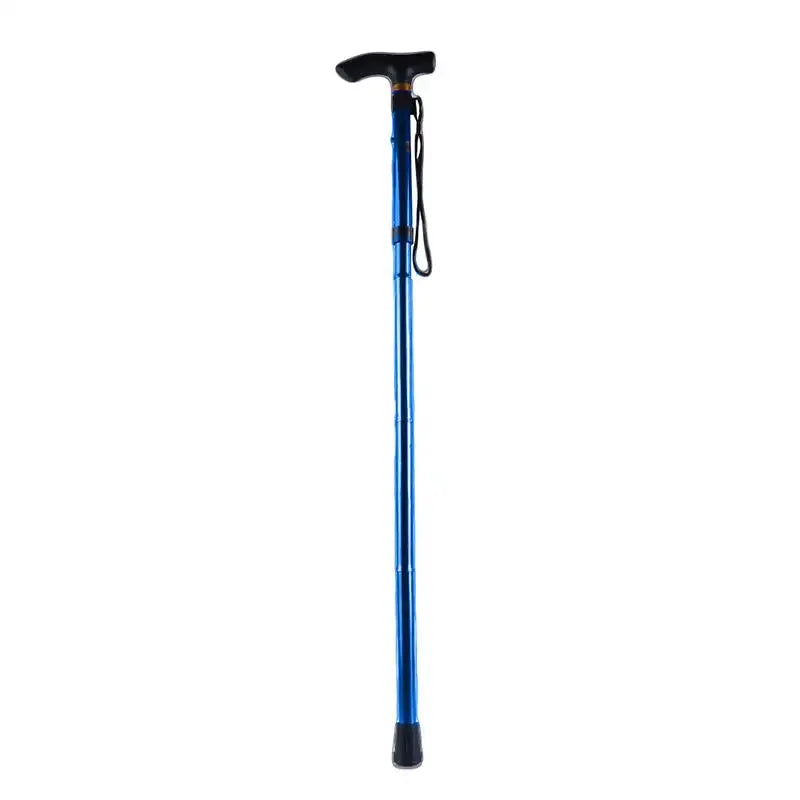 Telescopic walking stick Simples Market, blue aluminum alloy trekking pole with wrist strap.