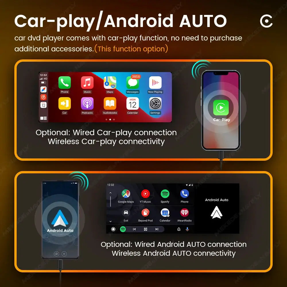 Simples Market black 1DIN 6.86-inch car radio with wireless CarPlay and Android Auto