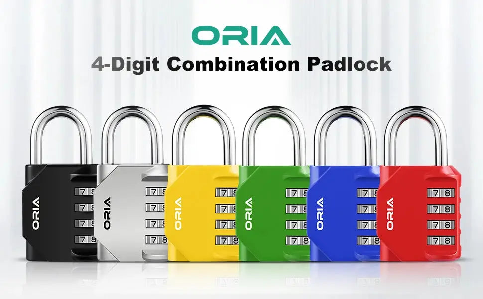 Simples Market ORIA 4-Digit Combination Padlock set; six multi-colored waterproof outdoor locks