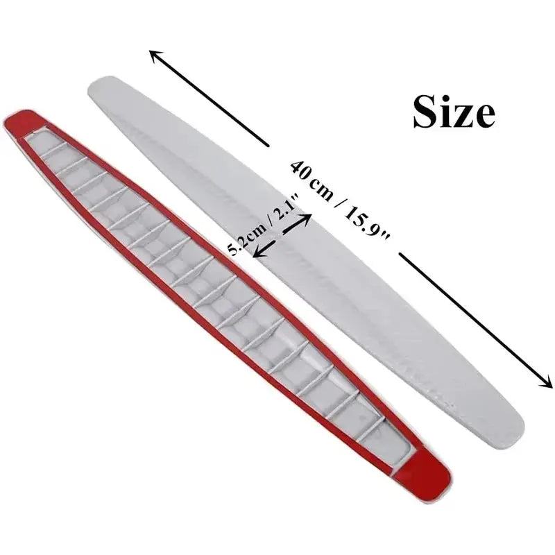 Car bumper protector strips, 2pcs by Simples Market, white with red edge, 40 cm long