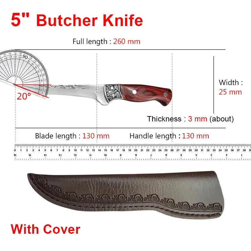 ChefPro Boning Knife With Rosewood Handle And Razor Sharp Stainless Steel Blade For Meat Poultry Fish