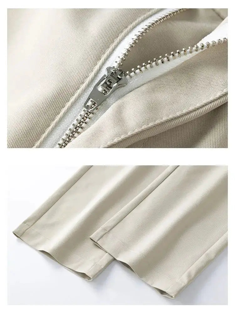 Men's beige stretch-cotton slim-fit casual pants by Simples Market