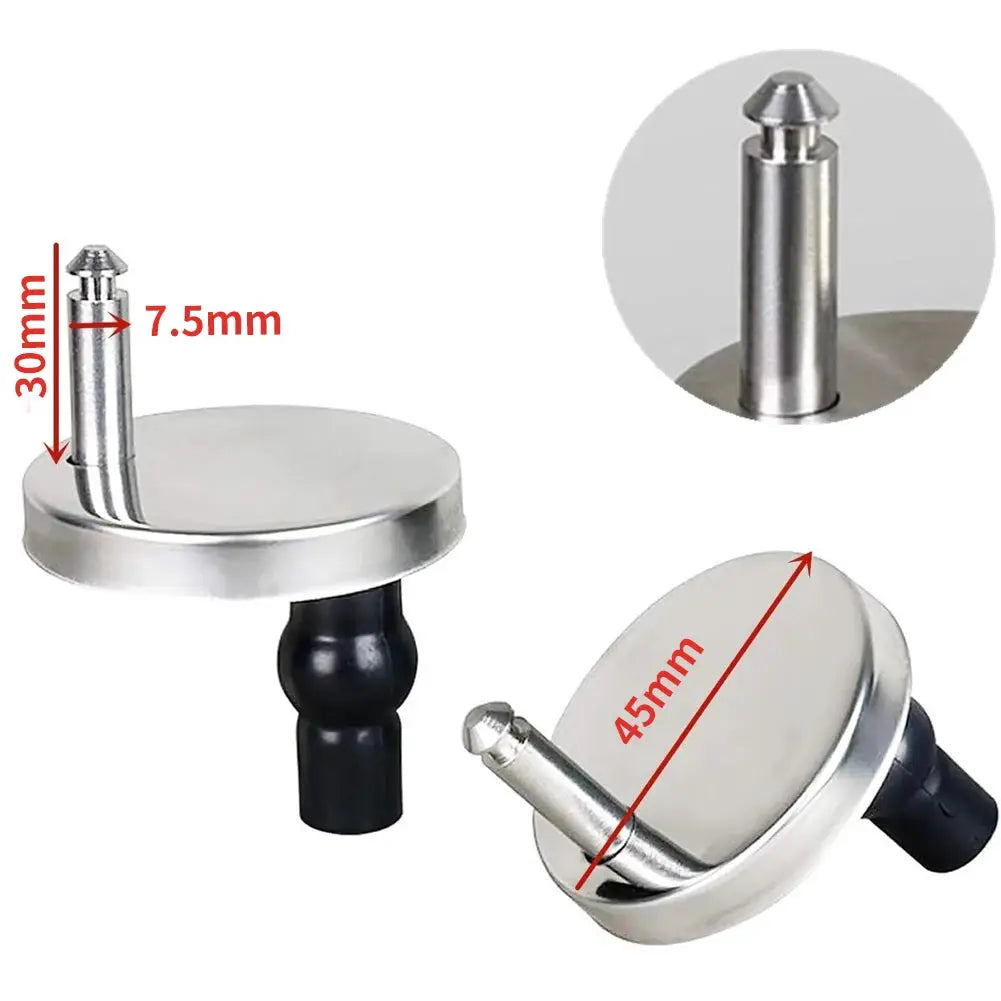 O-shaped toilet seat hinge set by Simples Market; stainless steel, two-piece with lid, universal bathroom accessory