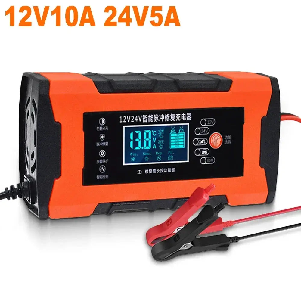 VoltGuard AutoCharge Pro Battery Charger For 12V And 24V Lead Acid Batteries With Digital Display And Pulse Repair