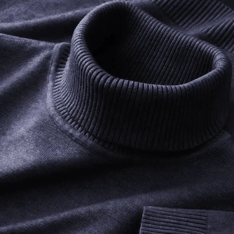 Mens Knitted Sweater Solid Color Turtleneck Pullover Breathable Warm Outdoor Streetwear For Autumn And Business Tops