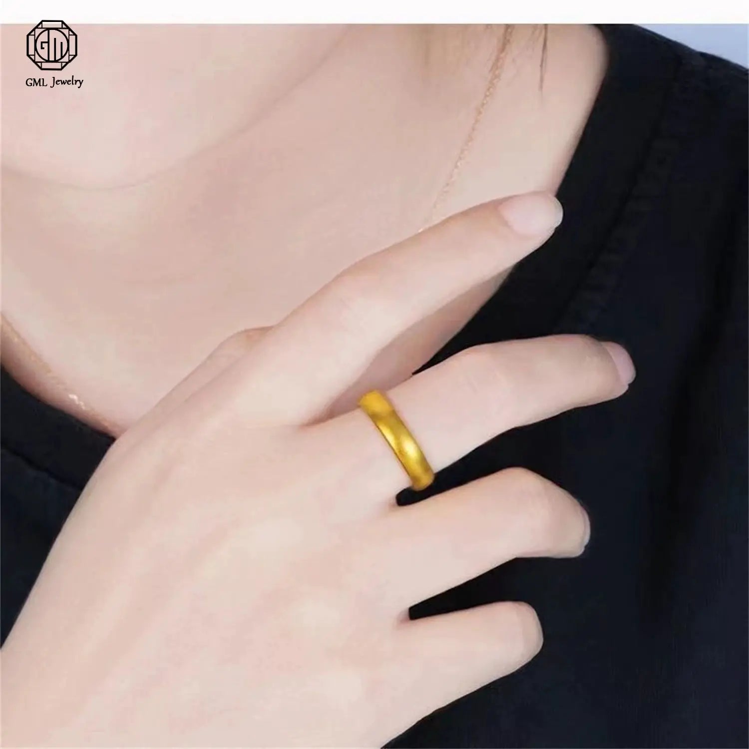 Sand Gold Adjustable Ring Matte Wide Band Openable Fade Resistant Unisex Jewelry Minimalist Gift For Couples