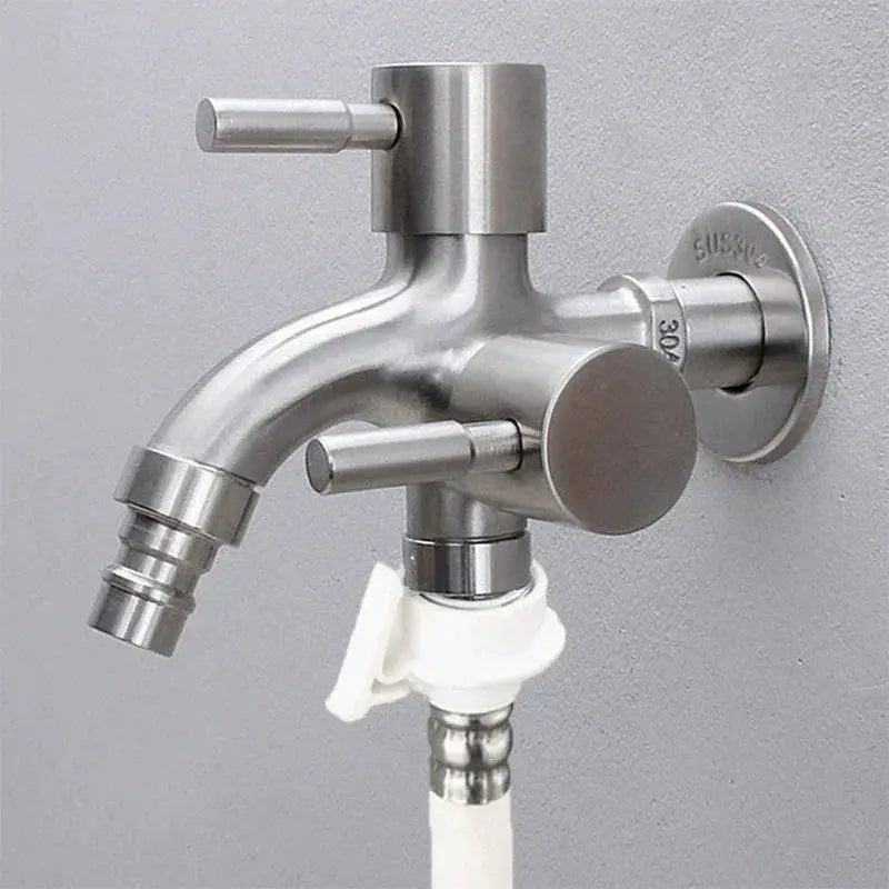 Simples Market stainless 1/2-inch double-outlet wall faucet with dual control for washing machine