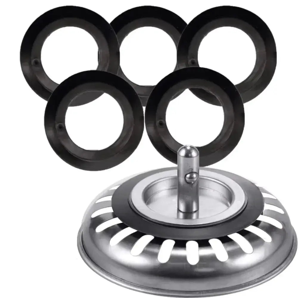 5-piece black rubber seal set for basket strainer drain; kitchen sink gaskets by Simples Market