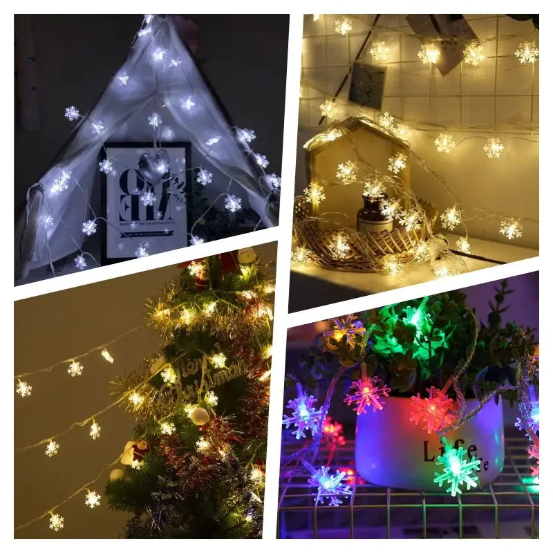 Snowflake LED String Lights USB Festoon Light For Christmas Tree Decor Aesthetic Room Wedding Party New Year Decor