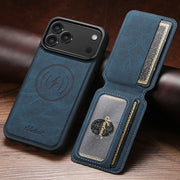 SUTENI Wireless Charging Case With Magnetic Card Holder Stand For iPhone 12 Through 17 Pro Max PU Leather