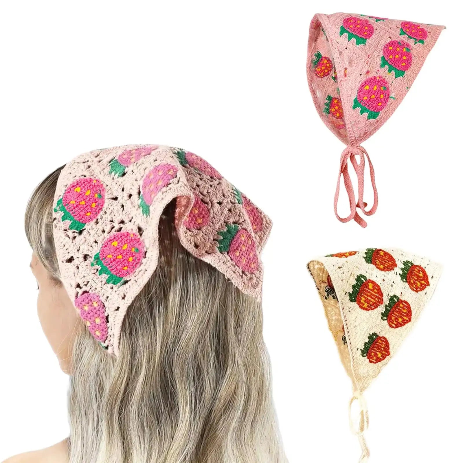 Handmade Korean Crochet Triangle Headband For Women And Girls With Floral Hollow Pattern Boho Hair Accessory