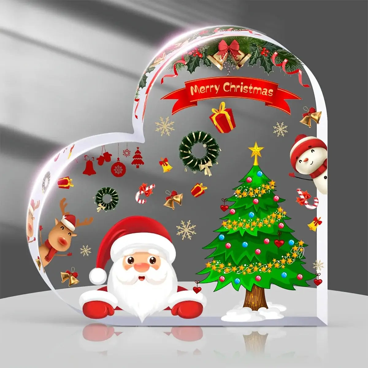 Cute Heart Shaped Christmas Decorations Acrylic For Dining Table Office Counter Desk Shelf Home Decor