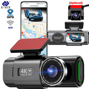 Dash Cam 4K GPS WIFI with optional rear lens, black Simples Market brand E-ACE logo visible