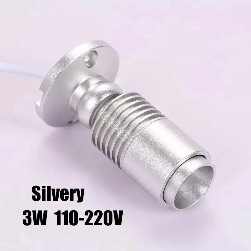 Simples Market silvery 3W mini spotlight, surface-mounted display cabinet light, 110-220V