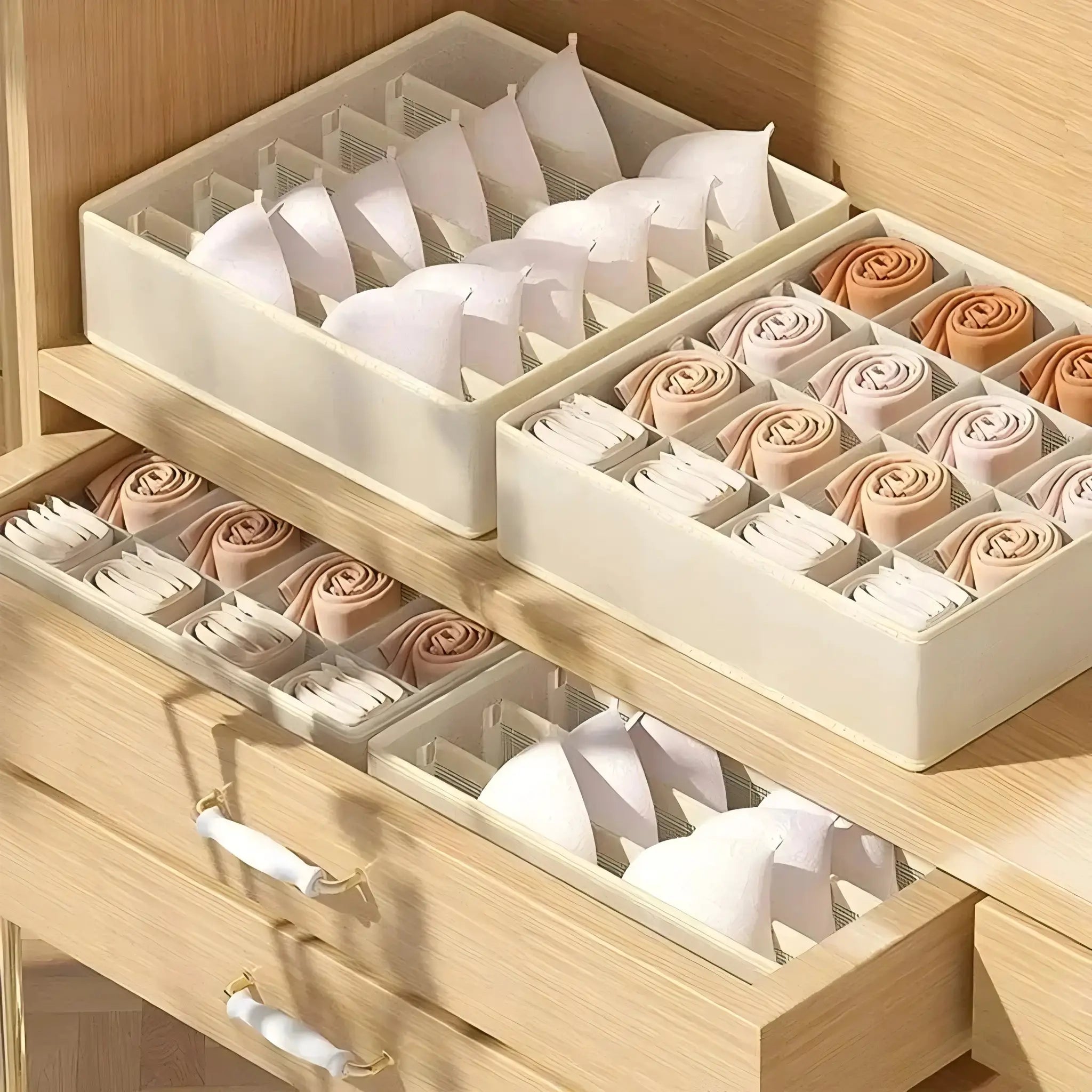 Underwear Organizer Drawer Boxes For Closet Cabinet Foldable Breathable Nonwoven Fabric Storage For Bras Socks