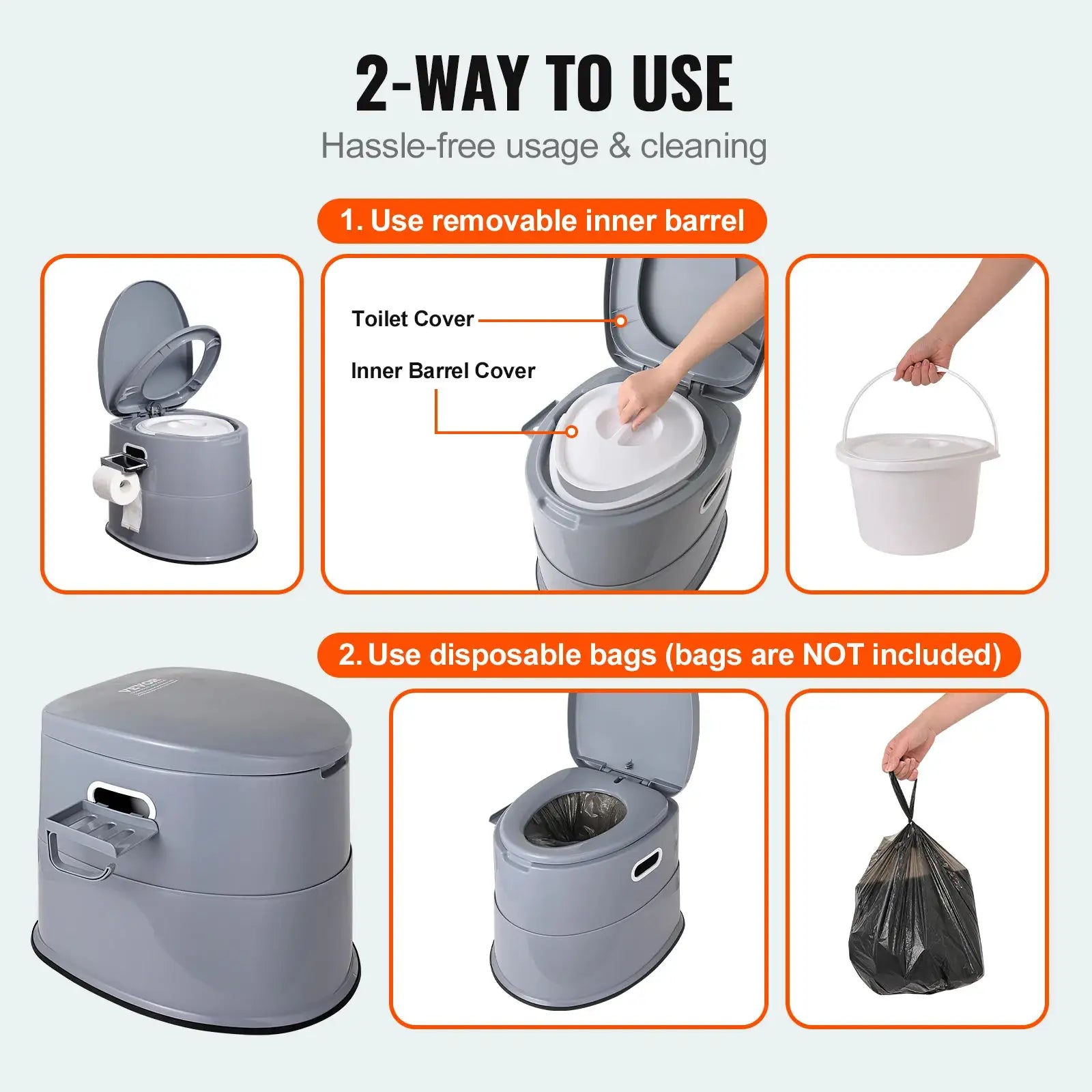 SucceBuy portable camping toilet by Simples Market with detachable inner bucket in gray plastic