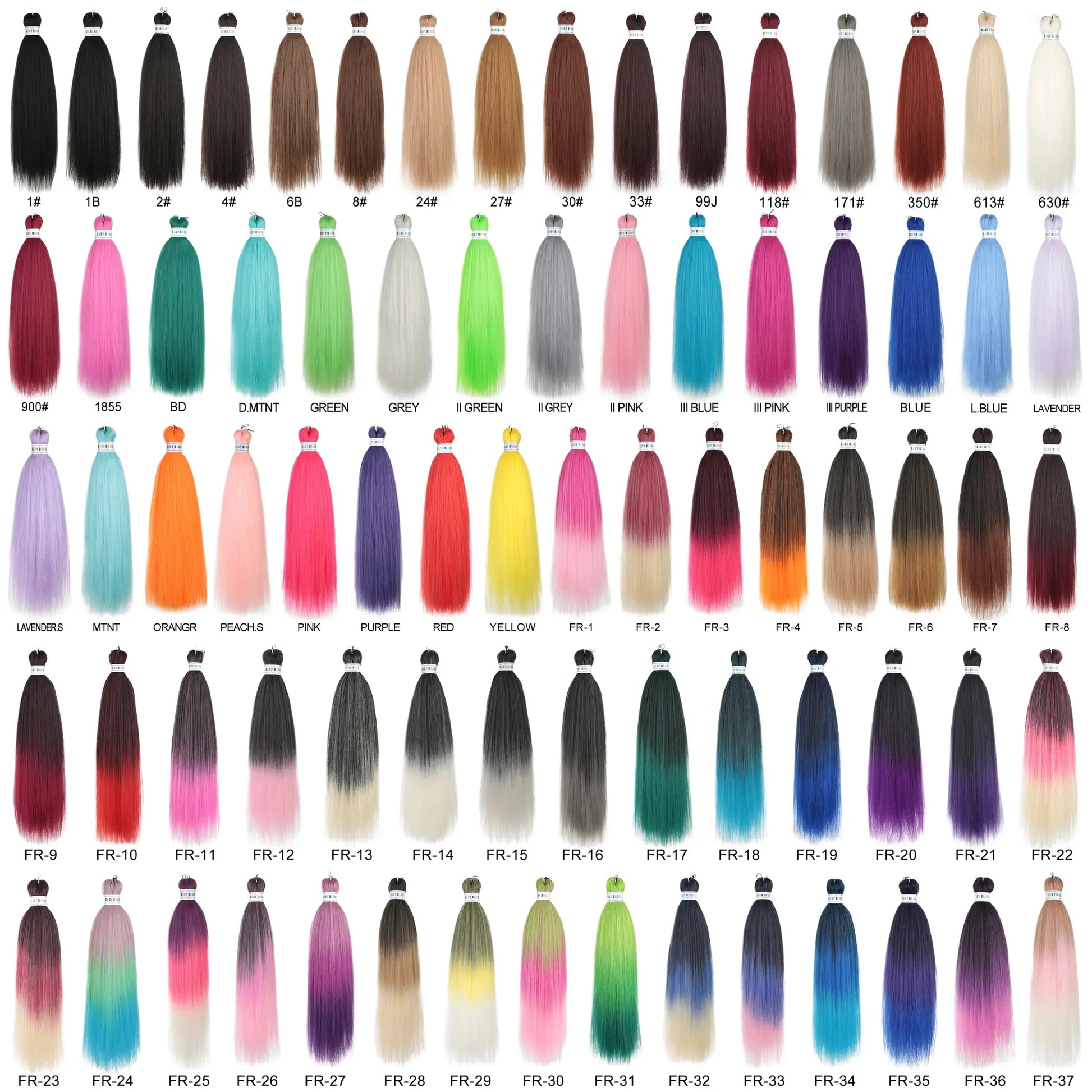 Easy Braids 26-inch synthetic jumbo braids by Simples Market in ombre color assortment