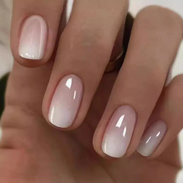 SpringGlow 24Pcs Oval Short Pink Ombre Press On Nails Removable Reusable Nail Art For Sweet Sassy Cool Women