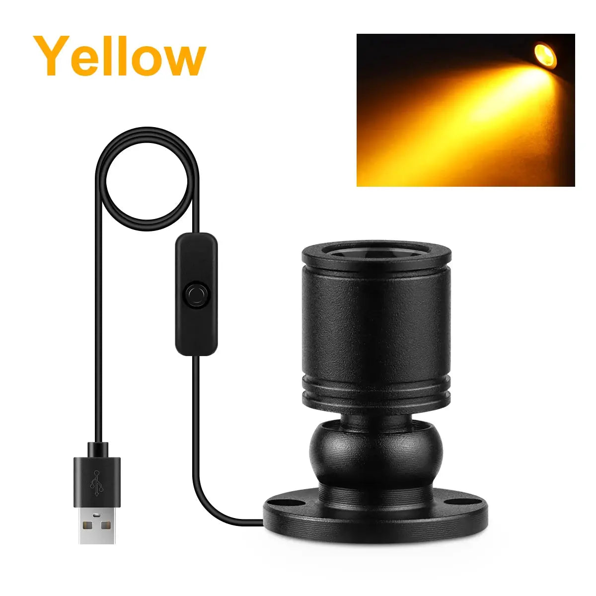 Simples Market USB-powered LED spotlight; black finish, 1W, ceiling-mount with inline switch