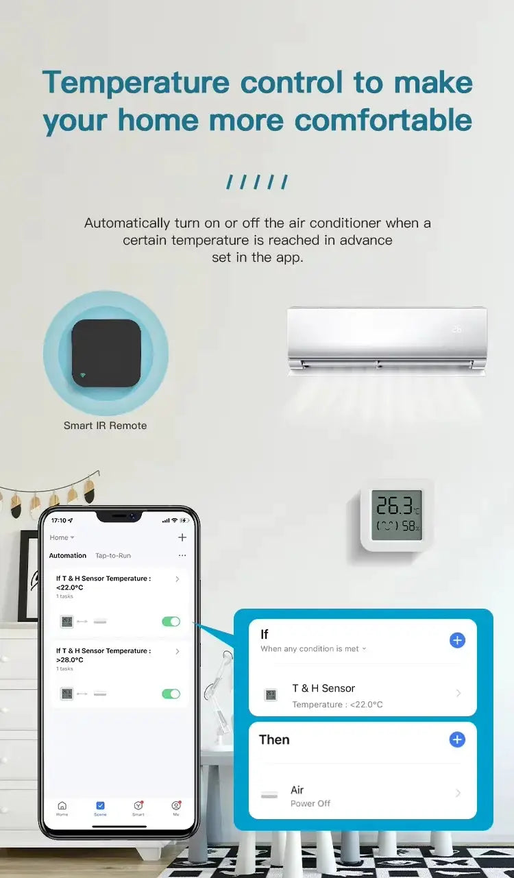 Zigbee Temperature Humidity Sensor by Simples Market for smart home with Tuya, Alexa and Google Home compatibility