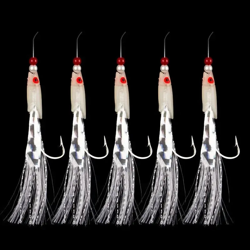5 Piece Silverskin Lures Set Multi Color Imitation Fish Shrimp Bait With Crystal Barbed Hook For Freshwater Saltwater