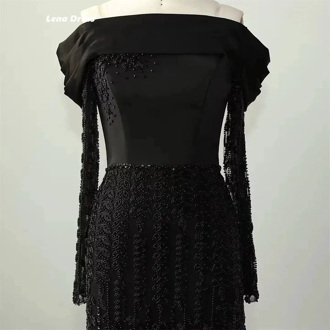 Lena Luxurious Black Mermaid Evening Dress With Lace Prom Gown