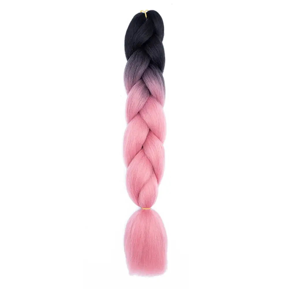 Simples Market 24-inch jumbo braiding hair extensions, afro ombre pink to black, synthetic crochet braid
