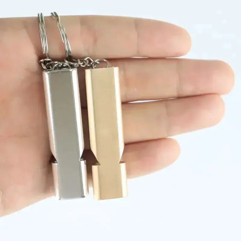 Flat Aluminum Alloy Dual Frequency Survival Whistle With Double Tube For Outdoor Emergency Signaling EDC Tool