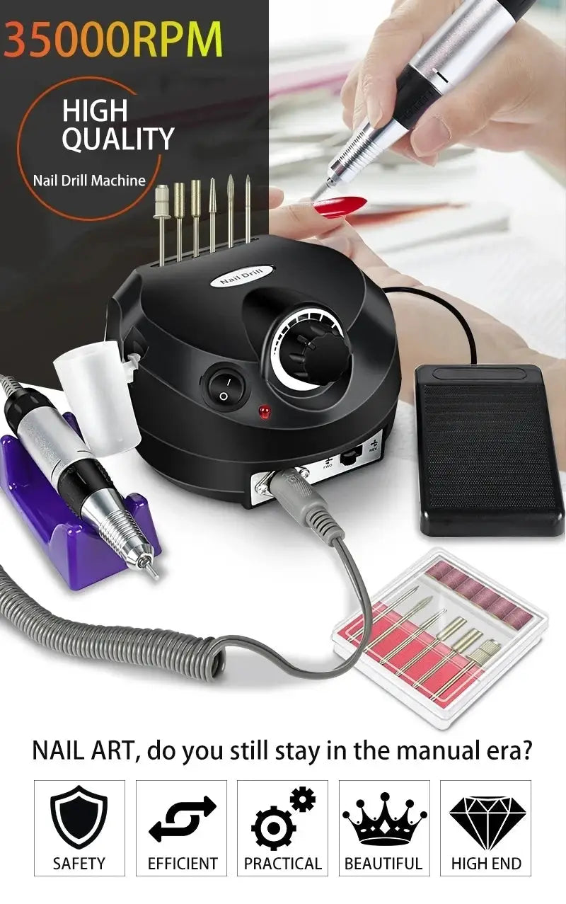 Simples Market professional gel nail polish kit with 35000 RPM nail drill machine, black unit and color set