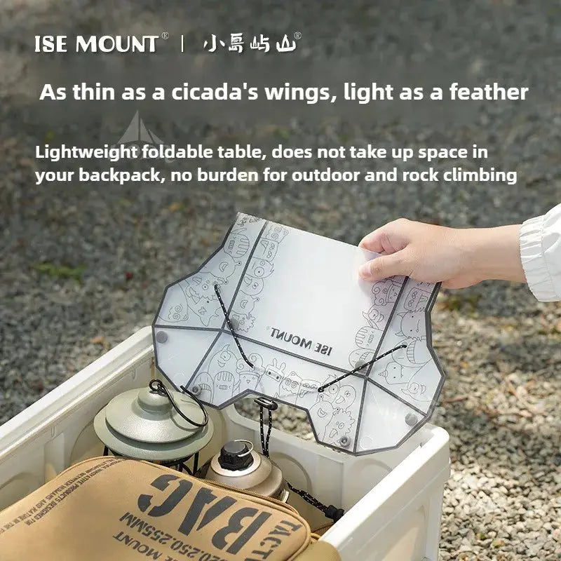 Simples Market TINSOL ultralight folding mini table and tray; white PP camping gear, 97 g, portable