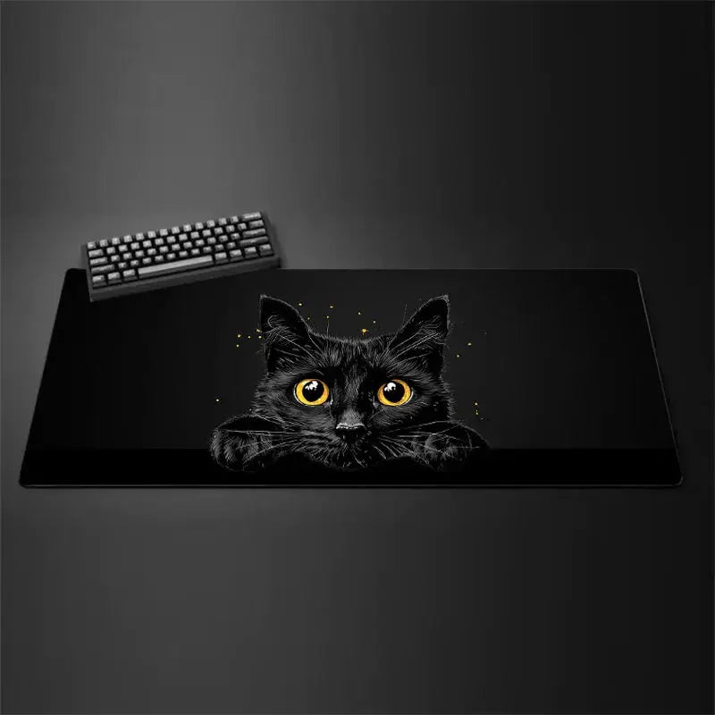Kawaii Black Kitten Mouse Pad Large XXL Gaming Keyboard Mat for Home Office Bedroom Decor