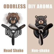 Two bear pilot car air freshener vent clips with propellers; head-shake and non-shake versions.