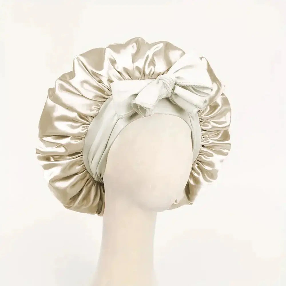SilkNest Satin Silk Bonnet Adjustable Sleep Cap With Tie Band For Frizz Free Hair Keeps Hair Smooth Overnight