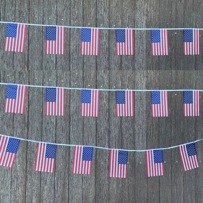 20 Pcs American String Flags Set USA Bunting Banner Small US Flags