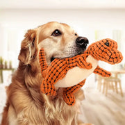 Interactive Plush Dinosaur Dog Toy for Small Dogs and Cats Durable Fleece Chew Toy