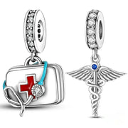 Medicine Cabinet Stethoscope Charm Pendant 925 Silver Bead Charms For MULA Bracelet DIY Fine Jewelry Making