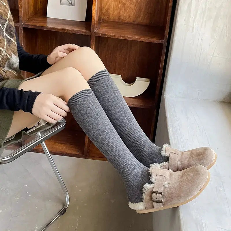 LuxeWeave Women's Knee High Stockings Cotton Blend Comfort For Casual Preppy Style And Everyday Wear