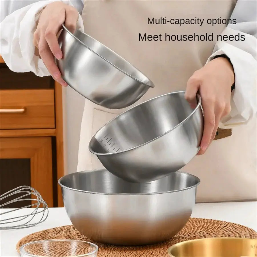 Stainless Steel Gold And Silver Salad Bowl For Rice Noodles Lamian Noodles And Salads Kitchen Tableware Food Container
