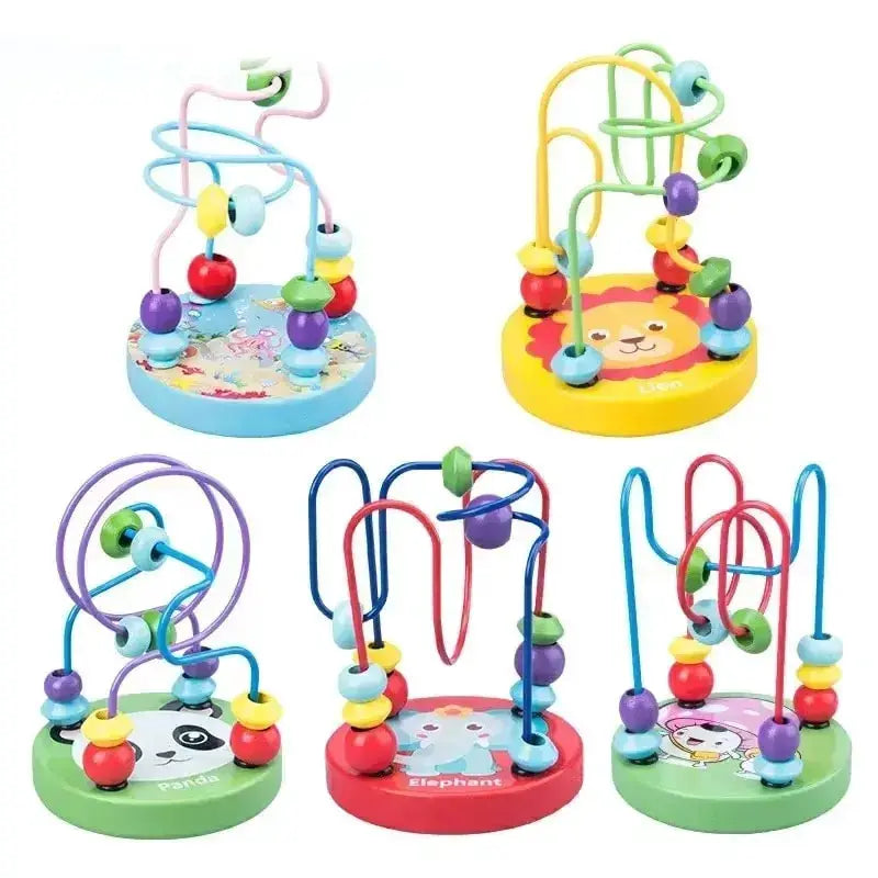 Colorful Wooden Roller Coaster Bead Maze Educational Circle Toy for Preschool Learning and Fine Motor Skills