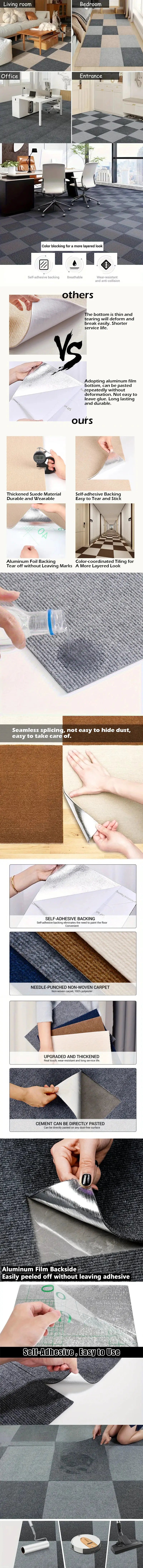 Self-adhesive gray checkered carpet tiles 30cm x 30cm by Simples Market for bedroom, kitchen and living areas