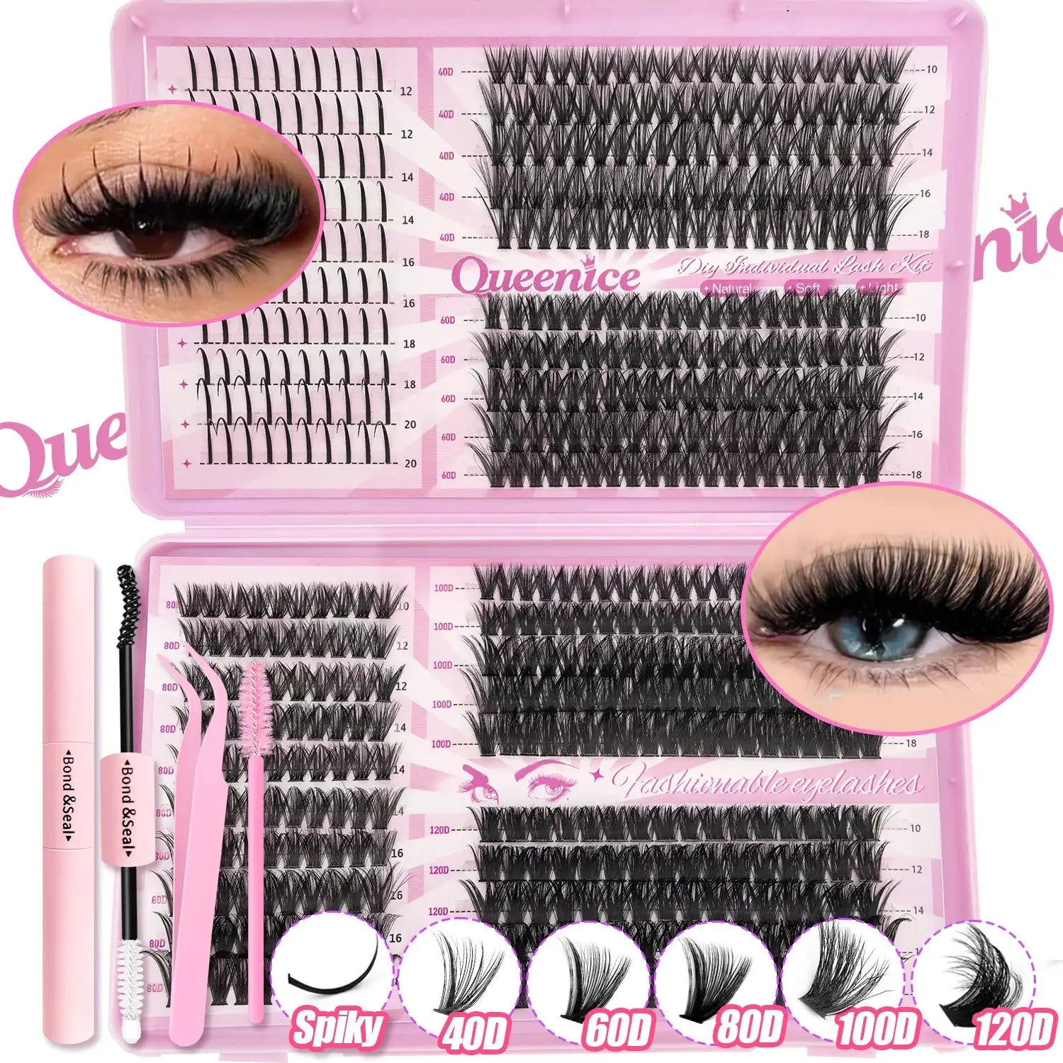 DIY Lash Extension Kit For Clusters And Individual Eyelashes 9 To 16mm Bond And Seal Wispy Natural Look