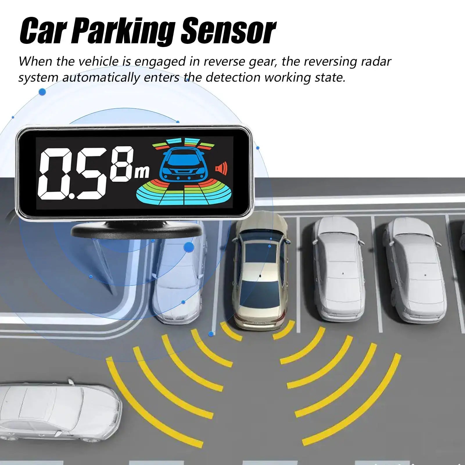 Car parking sensor LCD display unit with 4/8 probes rear radar system and distance warning buzzer
