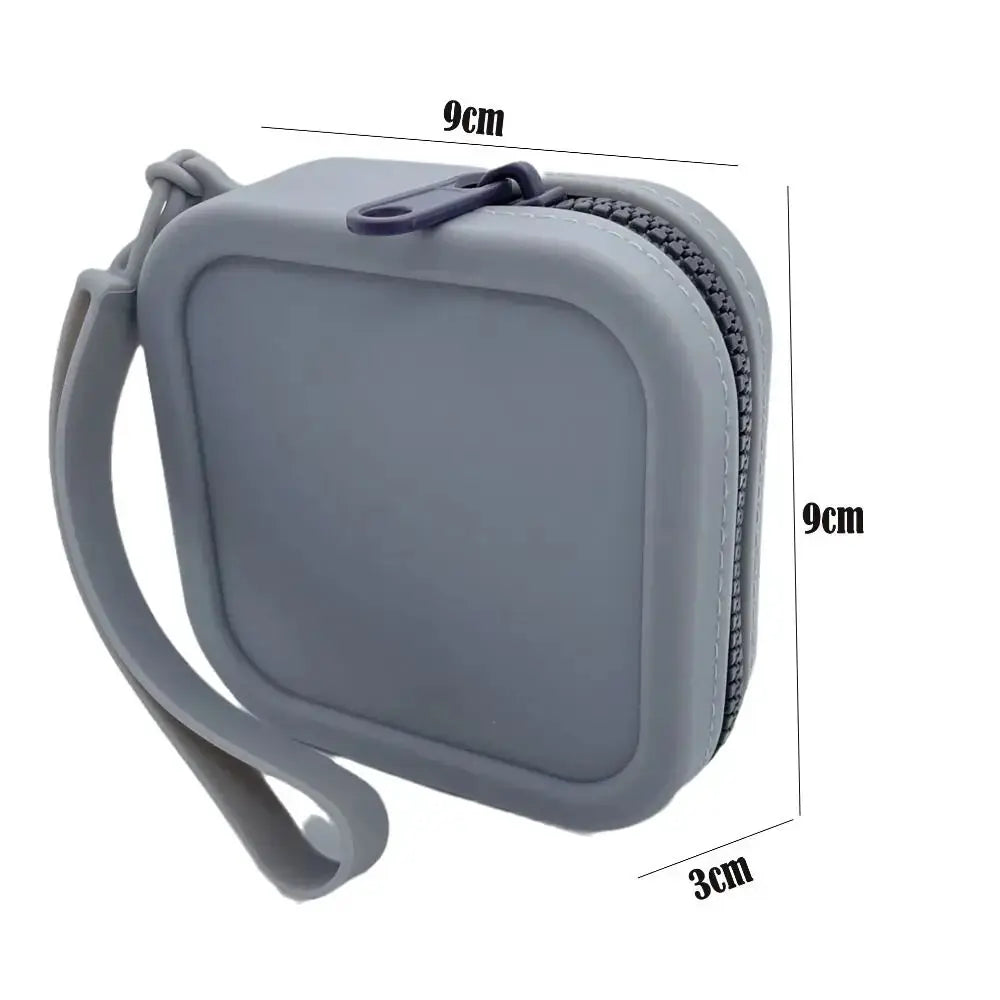 Silicone Organizer Wallet Pouch Waterproof Coin Purse Earphone Bag Travel Zipper Case for Students