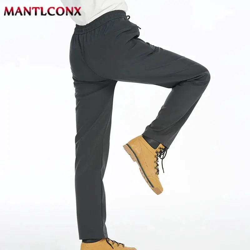 MANTLCONX men's jogger pants, dark gray with elastic waist