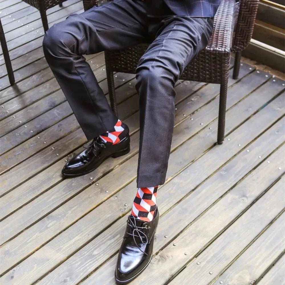 5 Pack Novelty Men's Cotton Crew Socks With Colorful Pattern Funny Happy Fashion Dress Socks